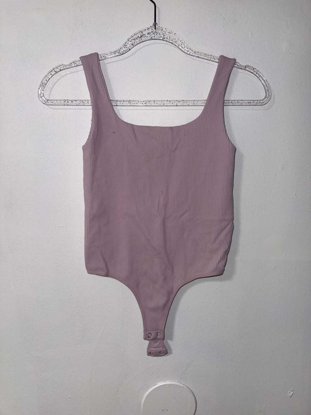 Women's Seamless Ribbed Square Neck Bodysuit Mauve Pink